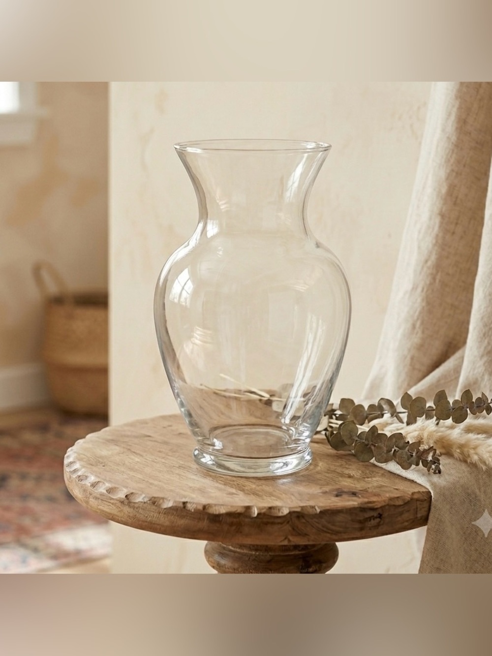 Chintz And Company Clear Glass Urn Shaped Vase Centerpiece Floral Decor